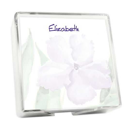Watercolor Pansy Memo Square with Holder